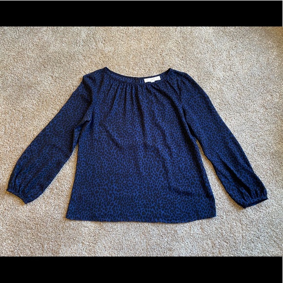 LOFT Black & Blue print blouse - Picture 1 of 5